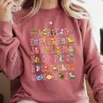 Back To School Kindergarten Teacher ABCs Animals Alphabet Comfort Colors Sweatshirt Crimson