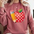 Back To School Pencil And Apple Teacher Student Comfort Colors Sweatshirt Crimson Back To School Pencil And Apple Teacher Student Comfort Colors Sweatshirt Crimson