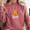 Back To School Tee ENL Teacher English New Language Squad Comfort Colors Sweatshirt Crimson