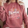 Being Bilingual Is A Superpower ESL Teacher School Comfort Colors Sweatshirt Crimson Being Bilingual Is A Superpower ESL Teacher School Comfort Colors Sweatshirt Crimson