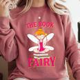 The Book Fairy Reading Teacher Librarian T-Shirt Comfort Colors Sweatshirt Crimson