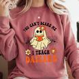 You Can't Scare Me I Teach Daycare Teacher Halloween Ghost Comfort Colors Sweatshirt Crimson