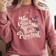 You Can't Scare Me I Teach Preschool Teacher Halloween Witch Comfort Colors Sweatshirt Crimson You Can't Scare Me I Teach Preschool Teacher Halloween Witch Comfort Colors Sweatshirt Crimson