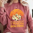 You Can't Scare Me I Teach Social Studies Teacher Halloween Comfort Colors Sweatshirt Crimson