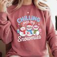 Chillin With My Snowmie Women Christmas Snowman Teacher Snow Comfort Colors Sweatshirt Crimson Chillin With My Snowmie Women Christmas Snowman Teacher Snow Comfort Colors Sweatshirt Crimson