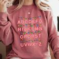 Christmas Alphabet Candy Cane Teachers Students Candy Cane For Men Women Kids Comfort Colors Sweatshirt Crimson Christmas Alphabet Candy Cane Teachers Students Candy Cane For Men Women Kids Comfort Colors Sweatshirt Crimson