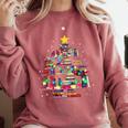 Christmas Library Tree Love Reading Books Nerd Teacher Comfort Colors Sweatshirt Crimson