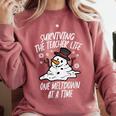 Christmas Surviving Teacher Life Meltdown Xmas Women Men Comfort Colors Sweatshirt Crimson