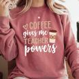 Coffee Gives Me Teacher Powers Teacher Comfort Colors Sweatshirt Crimson