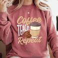 Coffee Teach Repeat Teacher Comfort Colors Sweatshirt Crimson Coffee Teach Repeat Teacher Comfort Colors Sweatshirt Crimson