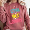 Computer Teacher Back To School Kids Ctrl Alt Learn Comfort Colors Sweatshirt Crimson