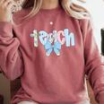 Coquette Bow Teach Teacher Happy First Day Back To School Comfort Colors Sweatshirt Crimson Coquette Bow Teach Teacher Happy First Day Back To School Comfort Colors Sweatshirt Crimson