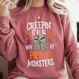 Creepin It Real Pre-K Monsters Halloween Preschool Teacher Comfort Colors Sweatshirt Crimson Creepin It Real Pre-K Monsters Halloween Preschool Teacher Comfort Colors Sweatshirt Crimson