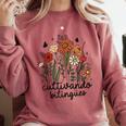 Cultivando Bilingues Dual Language Crew Bilingual Teacher Men Women Girls Kids Comfort Colors Sweatshirt Crimson