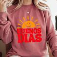 Cute Bilingual Spanish Teacher Buenos Dias Sunshine Comfort Colors Sweatshirt Crimson Cute Bilingual Spanish Teacher Buenos Dias Sunshine Comfort Colors Sweatshirt Crimson