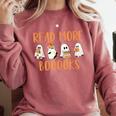 Cute Booooks Ghost Read More Books Teacher Halloween Comfort Colors Sweatshirt Crimson Cute Booooks Ghost Read More Books Teacher Halloween Comfort Colors Sweatshirt Crimson