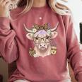 Cute Floral Highland Cow Back To School For Women Teacher Comfort Colors Sweatshirt Crimson Cute Floral Highland Cow Back To School For Women Teacher Comfort Colors Sweatshirt Crimson