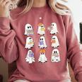 Cute Ghost Reading Books Teacher Halloween Reading Men Women Kids Comfort Colors Sweatshirt Crimson Cute Ghost Reading Books Teacher Halloween Reading Men Women Kids Comfort Colors Sweatshirt Crimson