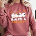 Cute Ghosts Pre-K Boo Crew Teachers Halloween Party Team For Men Women Kids Comfort Colors Sweatshirt Crimson