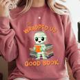 Cute Halloween Teacher Librarian Mummy Reading Books Comfort Colors Sweatshirt Crimson Cute Halloween Teacher Librarian Mummy Reading Books Comfort Colors Sweatshirt Crimson