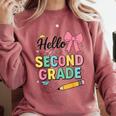 Cute Hello Second Grade Back To School Coquette Teacher Girl Comfort Colors Sweatshirt Crimson Cute Hello Second Grade Back To School Coquette Teacher Girl Comfort Colors Sweatshirt Crimson