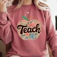 Cute Teacher With Apple Retro Teacher Kids Back To School Comfort Colors Sweatshirt Crimson Cute Teacher With Apple Retro Teacher Kids Back To School Comfort Colors Sweatshirt Crimson