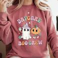 Daycare Boo Crew Groovy Halloween Floral Ghost Kid Teacher Comfort Colors Sweatshirt Crimson Daycare Boo Crew Groovy Halloween Floral Ghost Kid Teacher Comfort Colors Sweatshirt Crimson