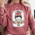 Early Head Start Life Messy Bun Back To School Teacher Women Comfort Colors Sweatshirt Crimson Early Head Start Life Messy Bun Back To School Teacher Women Comfort Colors Sweatshirt Crimson