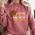Lets Eat Kids Punctuation Turkey Thanksgiving Teacher Comfort Colors Sweatshirt Crimson