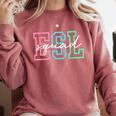 ESL Squad Teacher English As A Second Language Comfort Colors Sweatshirt Crimson