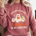Exhausted Daycare Teacher Is My Costume Halloween Ghost Fun For Men Women Comfort Colors Sweatshirt Crimson Exhausted Daycare Teacher Is My Costume Halloween Ghost Fun For Men Women Comfort Colors Sweatshirt Crimson