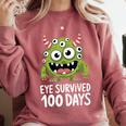 Eye Survived 100 Days Of School Monster Lover Teacher Kids Comfort Colors Sweatshirt Crimson