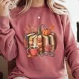 Fall Book Pumpkin Retro Reading Halloween Teacher Comfort Colors Sweatshirt Crimson