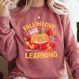 Fall In Love With Learning Pumpkin Thanksgiving Teacher Fall Comfort Colors Sweatshirt Crimson Fall In Love With Learning Pumpkin Thanksgiving Teacher Fall Comfort Colors Sweatshirt Crimson