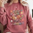 Fall In Love With Learning Teacher Autumn School Comfort Colors Sweatshirt Crimson Fall In Love With Learning Teacher Autumn School Comfort Colors Sweatshirt Crimson