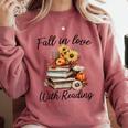 Fall In Love With Reading Book Autumn Teachers Pumpkins Comfort Colors Sweatshirt Crimson Fall In Love With Reading Book Autumn Teachers Pumpkins Comfort Colors Sweatshirt Crimson
