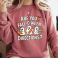 Are You Fall O Ween Directions Halloween Teacher Ghosts Comfort Colors Sweatshirt Crimson