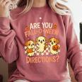 Are You Fall O Ween Directions Teacher Halloween Dog Ghost Comfort Colors Sweatshirt Crimson