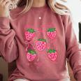 First Grade Is My Jam Strawberry First Grade Teacher Women Comfort Colors Sweatshirt Crimson