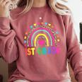 First Grade Rainbow Girls Boys Teacher Team 1st Grade Squad Comfort Colors Sweatshirt Crimson First Grade Rainbow Girls Boys Teacher Team 1st Grade Squad Comfort Colors Sweatshirt Crimson