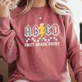 First Grade Rocks Teachers Back To School ABCD Rock Students Comfort Colors Sweatshirt Crimson First Grade Rocks Teachers Back To School ABCD Rock Students Comfort Colors Sweatshirt Crimson