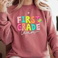 First Grade Team Teacher Back To School 1st Grade Squad Kids Comfort Colors Sweatshirt Crimson