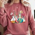 Floral Beakers Chemistry Lab Teacher Comfort Colors Sweatshirt Crimson
