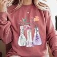 Flowers Test Tube Chemistry Student Science Teacher Women Comfort Colors Sweatshirt Crimson