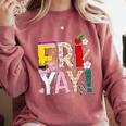 Fri-Yay Happy Friday Lovers Teacher Weekend Women Comfort Colors Sweatshirt Crimson