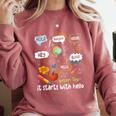Friendship Inclusion Language Teacher It Starts With Hello Comfort Colors Sweatshirt Crimson Friendship Inclusion Language Teacher It Starts With Hello Comfort Colors Sweatshirt Crimson