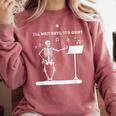 Funny Skeleton Music Teacher I'Ll Wait Until It's Quiet Comfort Colors Sweatshirt Crimson