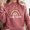 Future Teacher Kids Youth Girls Leopard Rainbow Women Comfort Colors Sweatshirt Crimson