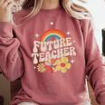Future Teacher Kids Youth Girls Rainbow Pre-k Kindergarten Comfort Colors Sweatshirt Crimson Future Teacher Kids Youth Girls Rainbow Pre-k Kindergarten Comfort Colors Sweatshirt Crimson
