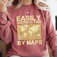 Geography Teacher Easily Distracted By Maps Comfort Colors Sweatshirt Crimson